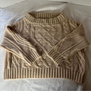 Aakaa Cable Knit Sweater Women’s Medium Cream Off-the-Shoulder